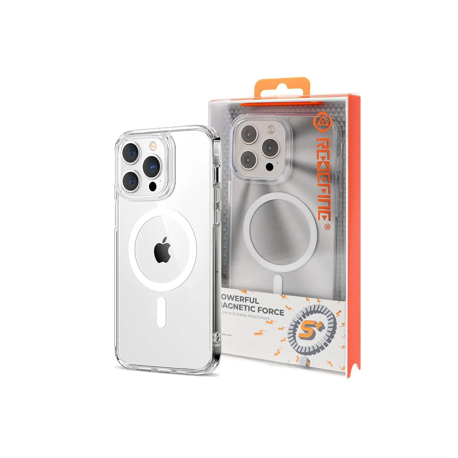 High Quality Acrylic + TPU Hybrid Transparent Case Cover with Magnetic Ring for iPhone 15 (Brand New)